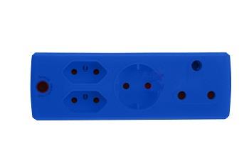 Electricmate Adaptor 1X16A + 2X5A + 1X Schuko Blue