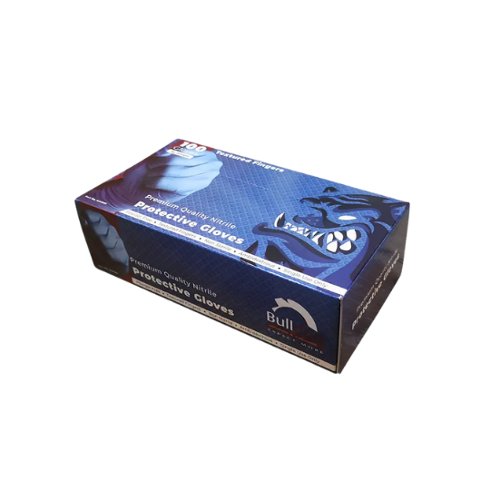 Bulldog Nitrile Disposable Protective GlovesBlue Finger Textured Large (100 per box)