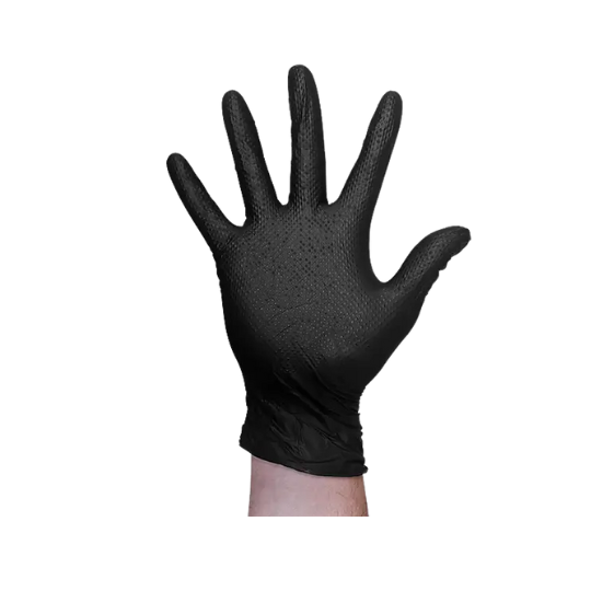 Bulldog Nitrile Disposable Protective Gloves Black Textured  (100 per box)