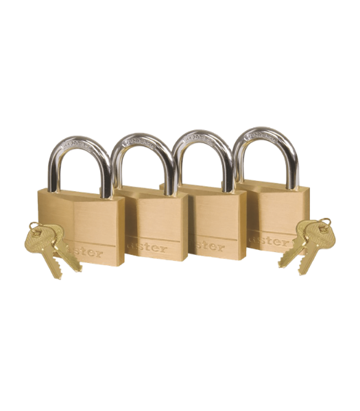 Master Brass Padlock 20mm 4 Pack Keyed Alike MAS1240