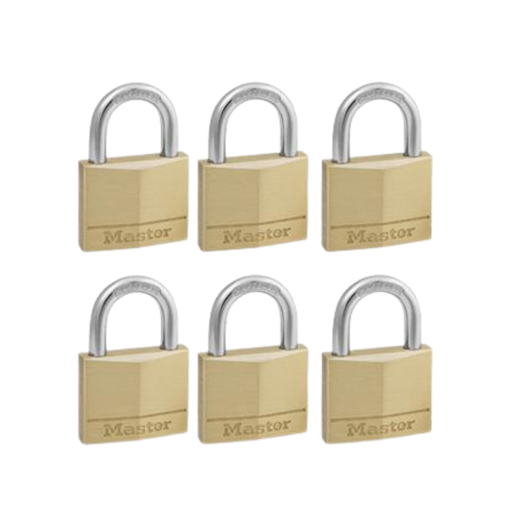 Master Padlock Brass 40mm Keyed Alike 6pk 400020