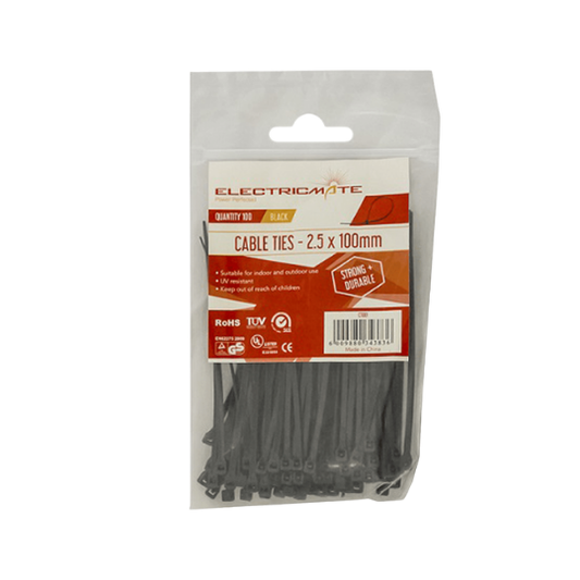 Electricmate Cable ties Black 100pk
