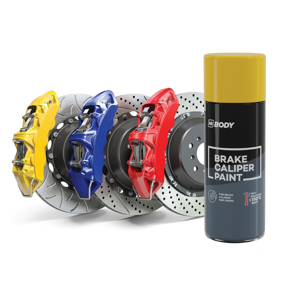 HB Body Brake Caliper Paint Spray 400ml Red, yellow and blue calipers