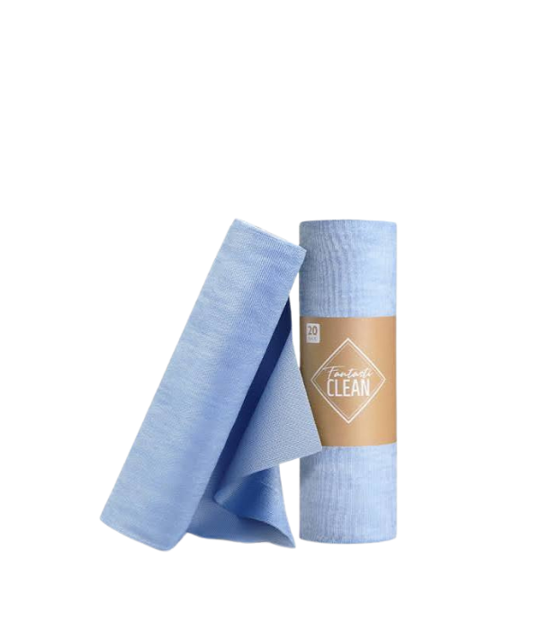 Bulldog FantastiCLEAN Microfibre Glass Cleaning Cloths Tear-Away Blue 20 Pieces/Roll