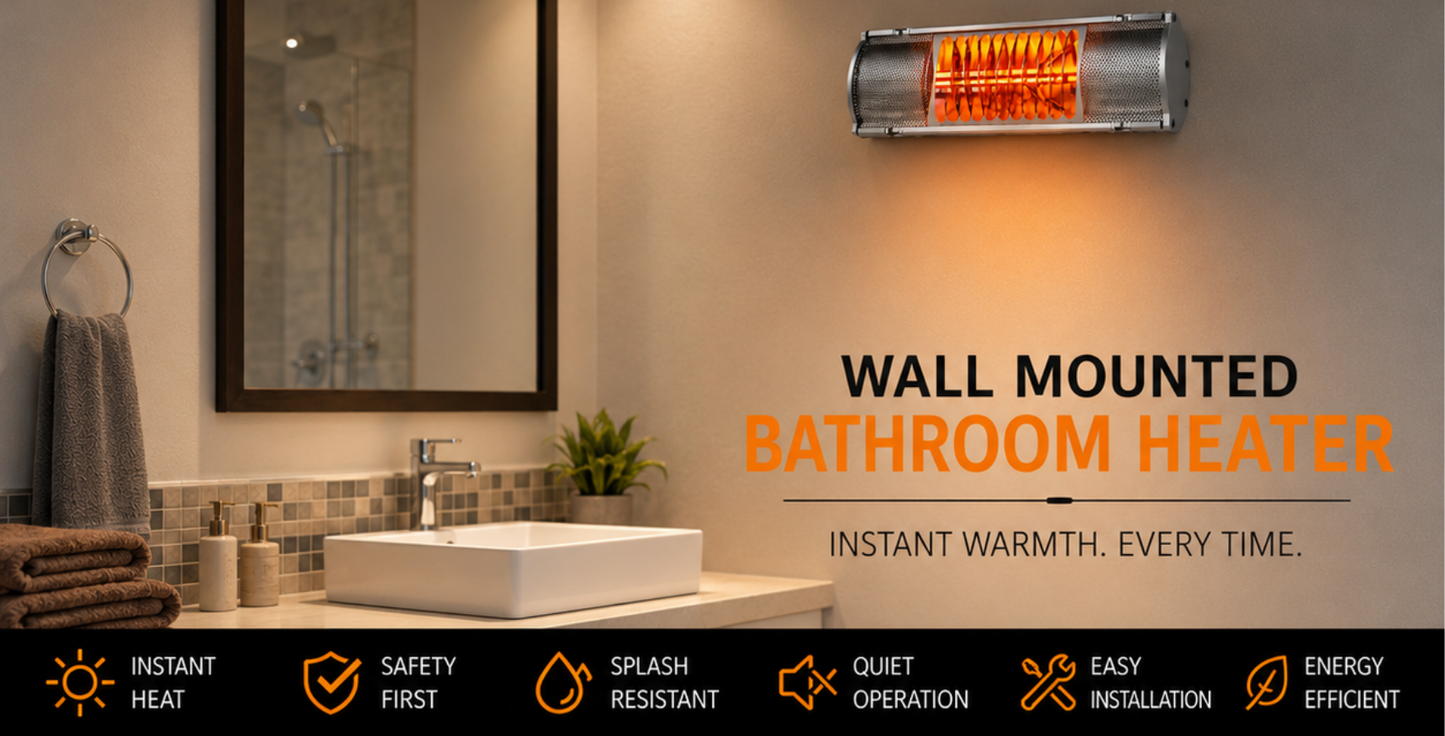 Technilamp Chaleur-Ray 850W Bathroom Infrared Heater Wall Mounted IP65 splash-proof