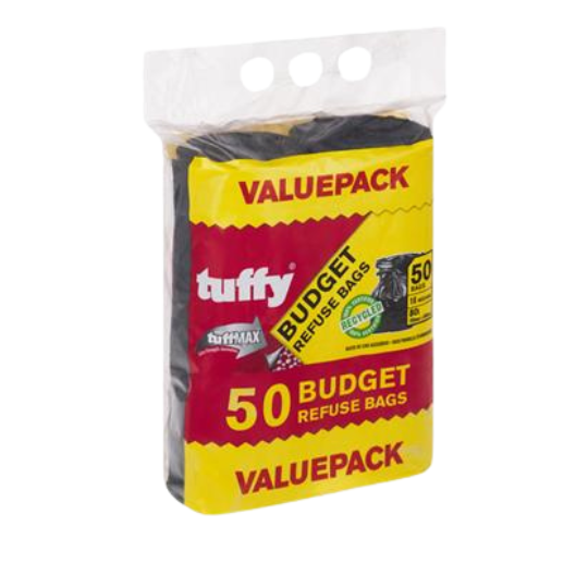 Tuffy Refuse Bag Budget Black 18 microns 50pk