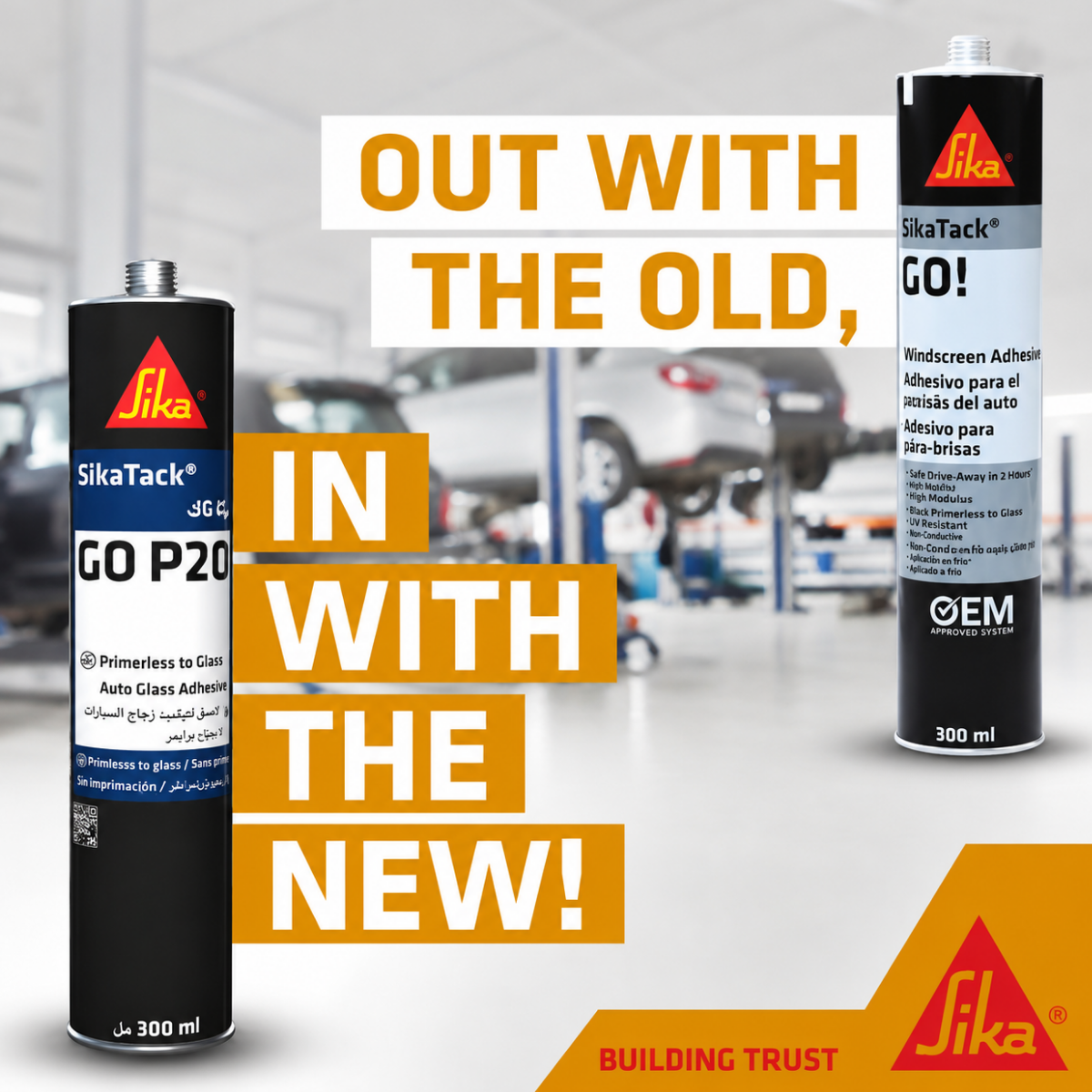 Sika Tack GO Windscreen Adhesive  Primerless to Glass (P2G) 300ml