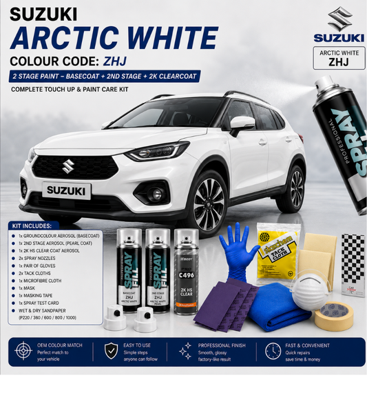 Touch Up Paint Kit DIY - Suzuki Arctic White ZHJ 3 Stage Pearl