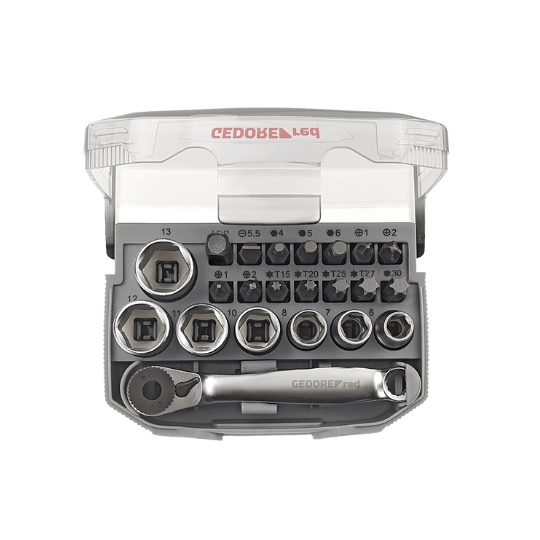 Gedore Red Bit Ratchet Set with Adaptor 1/4" 23 Pieces R49005023