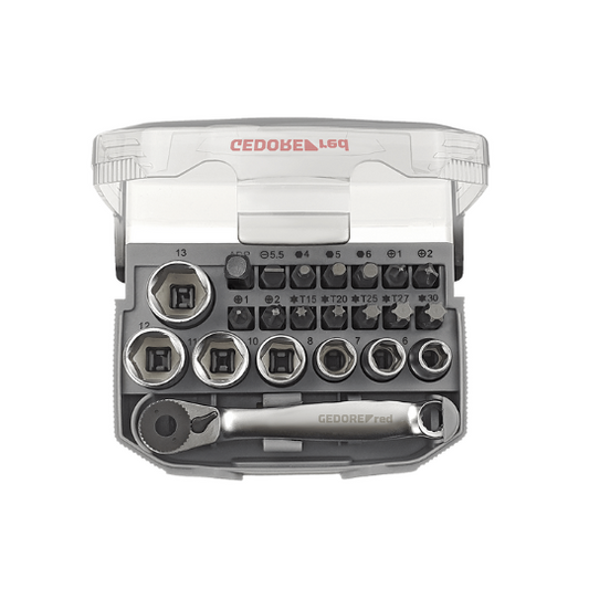 Gedore Red Bit Ratchet Set with Adaptor 1/4" 23 Pieces R49005023