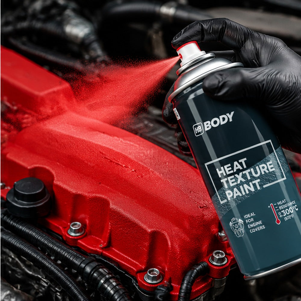 HB Body Heat Super Texture Paint Ferrari Red spraying an engine cover