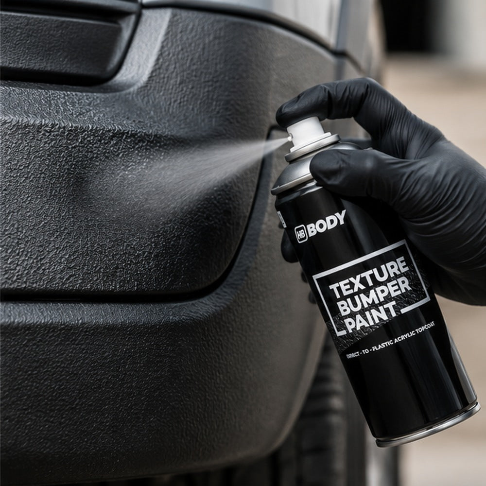 HB Body Texture Bumper Paint Black 400ml spraying a bumper