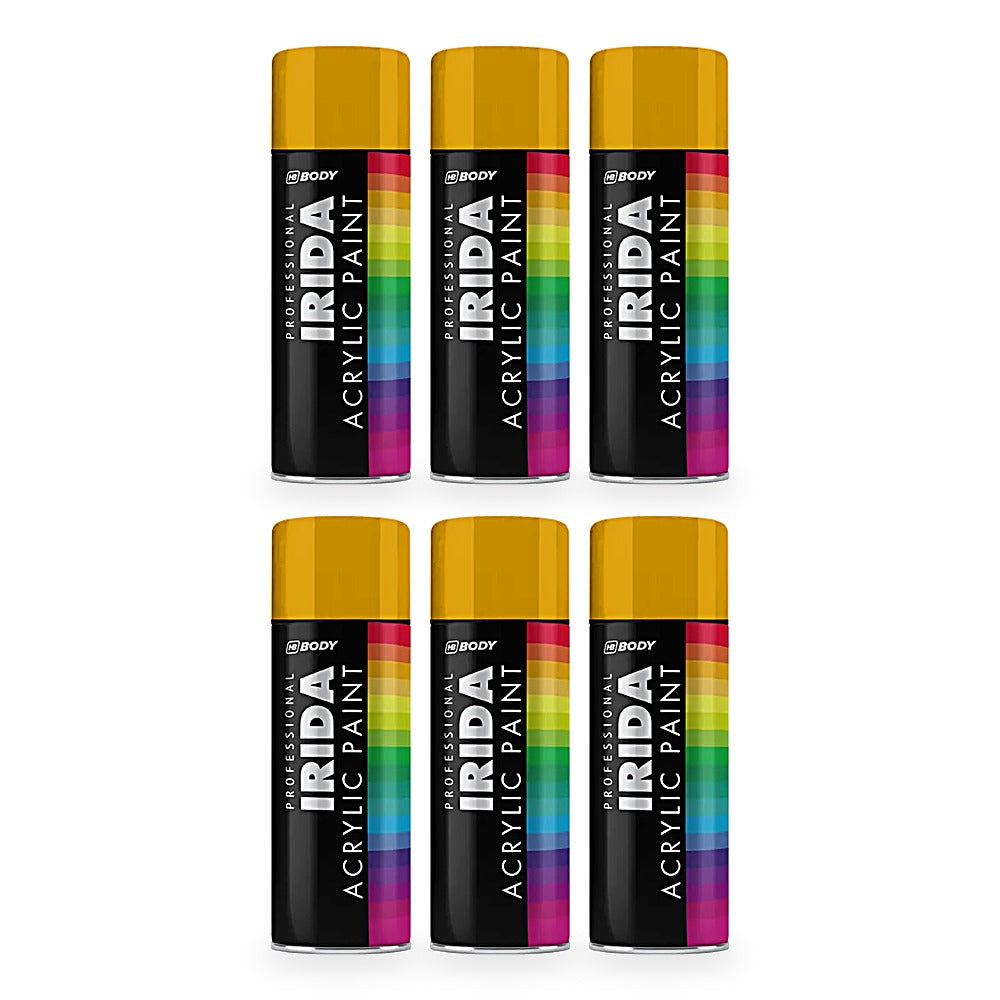 HB Body Professional Irida Acrylic Spray Paint 400ml - Daffodil Yellow RAL 1007 - 6 pack