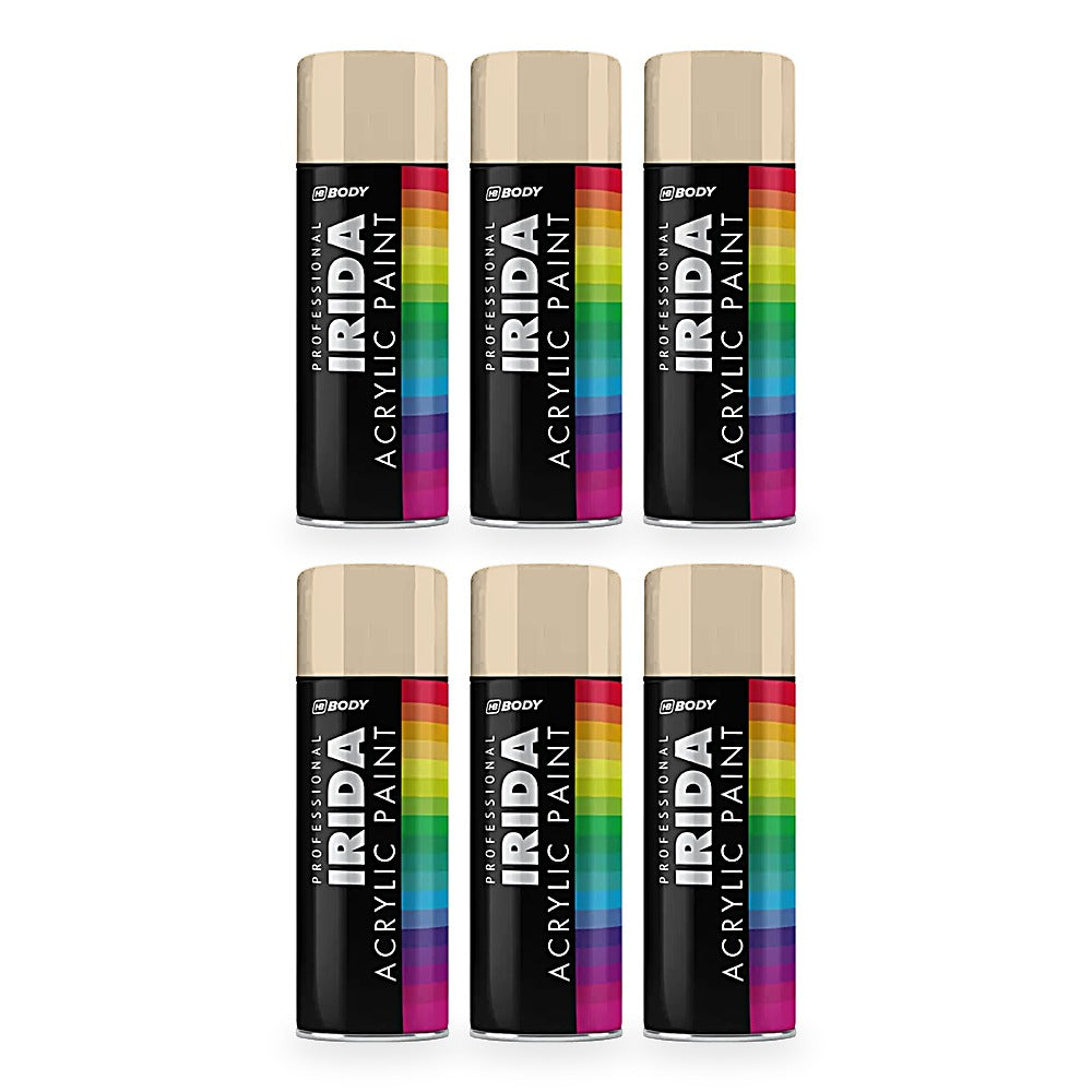 HB Body Professional Irida Acrylic Spray Paint 400ml - Light Ivory RAL 1015 - 6 pack