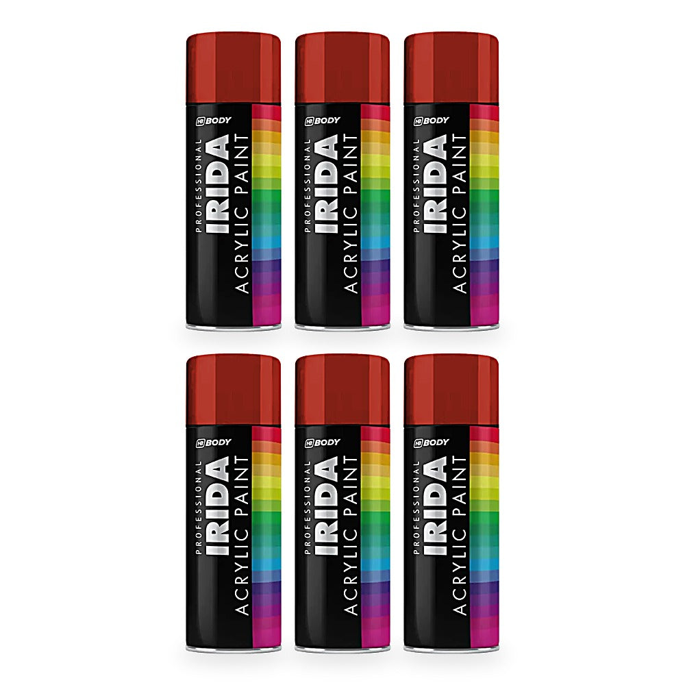 HB Body Professional Irida Acrylic Spray Paint 400ml - Flame Red RAL 3000 - 6 pack
