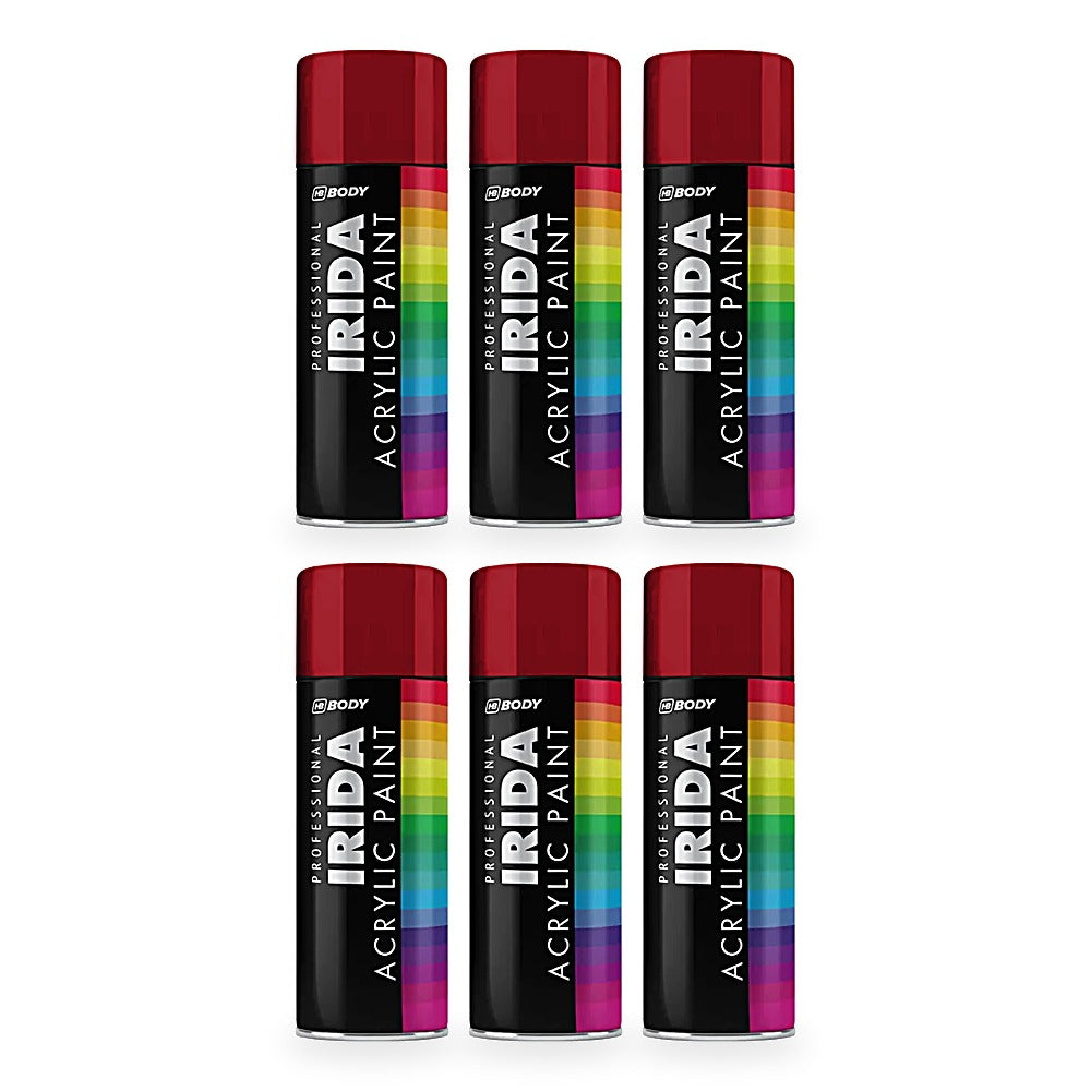 HB Body Professional Irida Acrylic Spray Paint 400ml - Ruby Red RAL 3003 - 6 pack