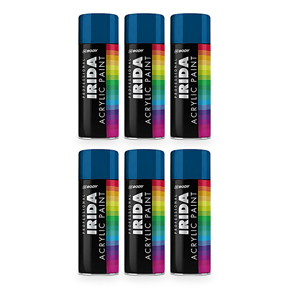 HB Body Professional Irida Acrylic Spray Paint 400ml - Signal Blue RAL 5005 - 6 pack
