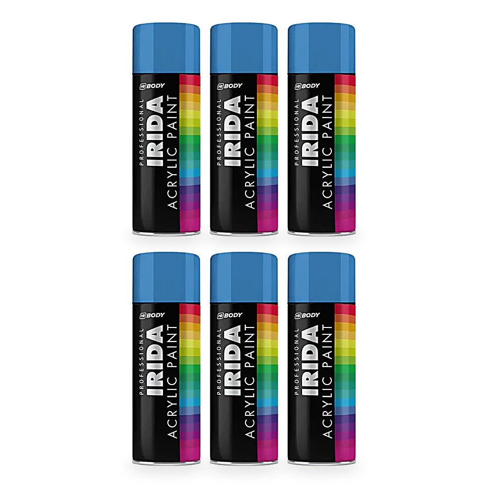 HB Body Professional Irida Acrylic Spray Paint 400ml - Light Blue RAL 5012 - 6 pack