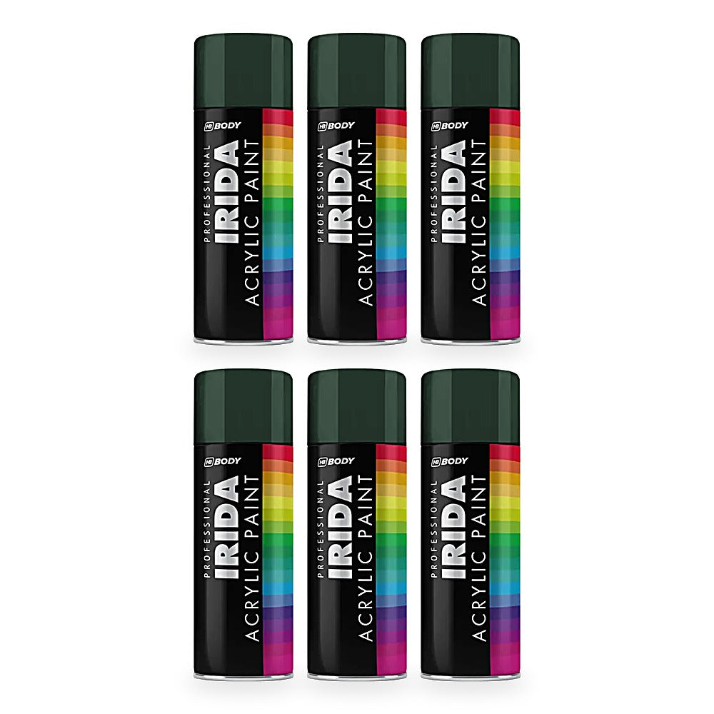 HB Body Professional Irida Acrylic Spray Paint 400ml - Moss Green RAL 6005 - 6 pack