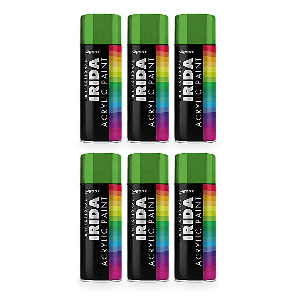 HB Body Professional Irida Acrylic Spray Paint 400ml - Yellow Green RAL 6018 - 6 pack