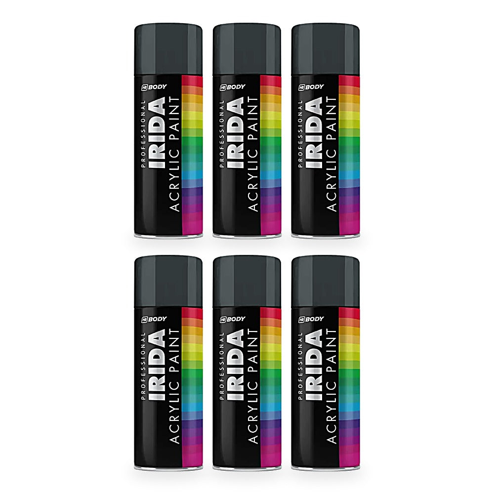 HB Body Professional Irida Acrylic Spray Paint 400ml - Iron Grey RAL 7011 - 6 pack