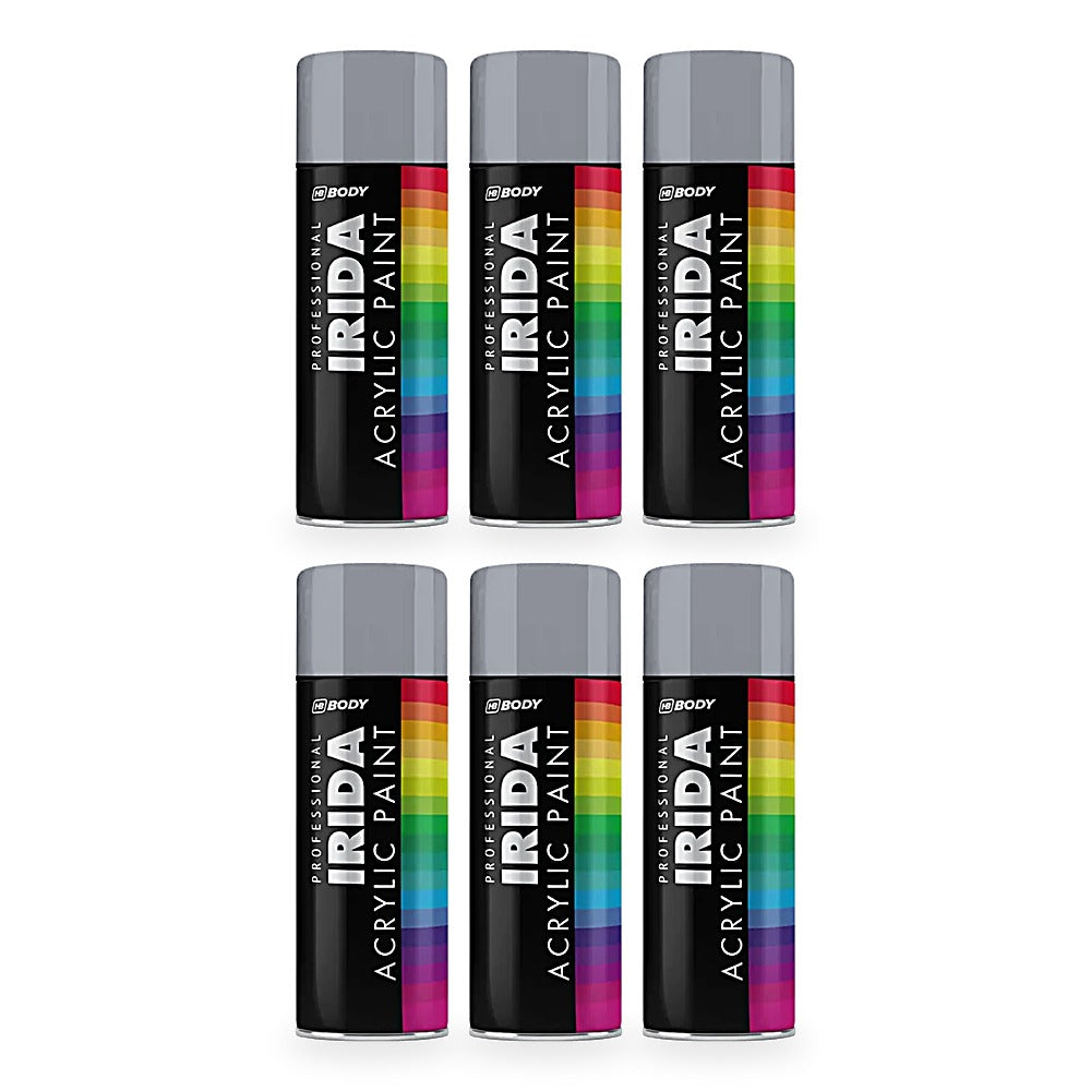 HB Body Professional Irida Acrylic Spray Paint 400ml - Window Grey RAL 7040 - 6 pack