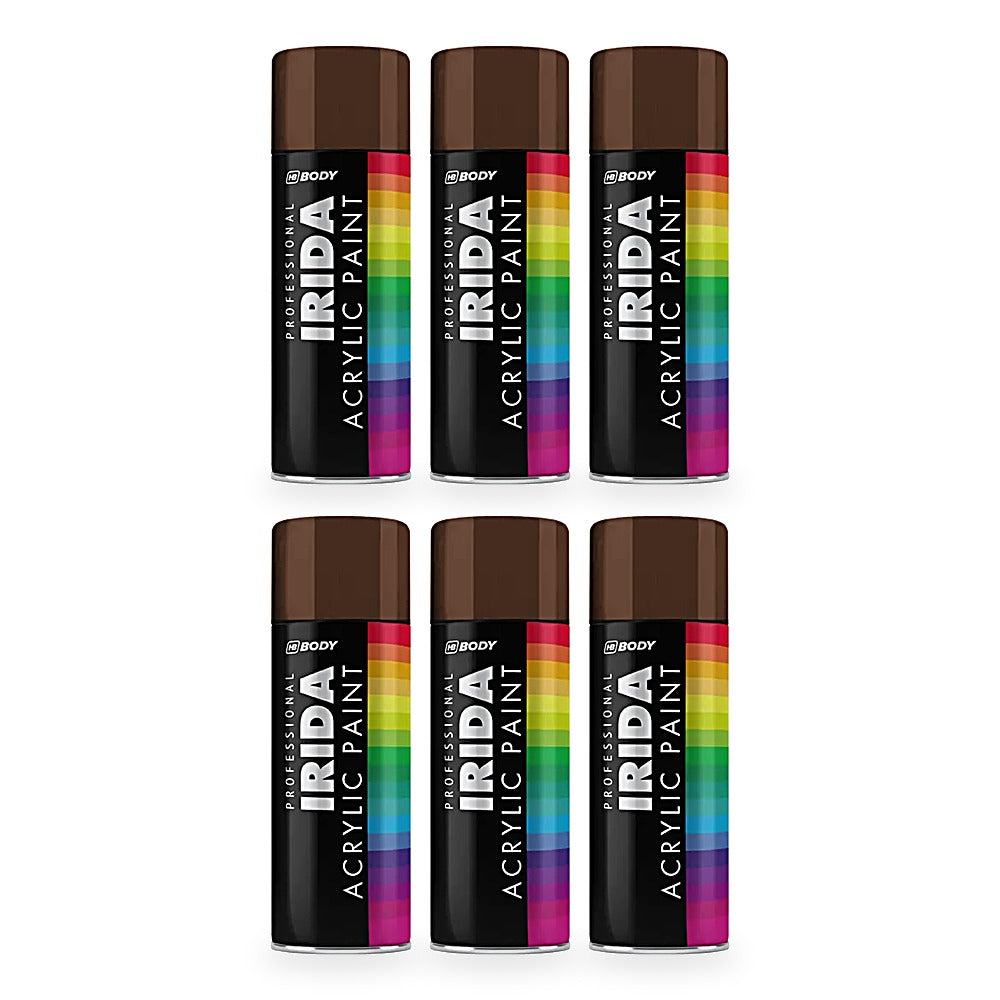 HB Body Professional Irida Acrylic Spray Paint 400ml - Nut Brown RAL 8011 - 6 pack