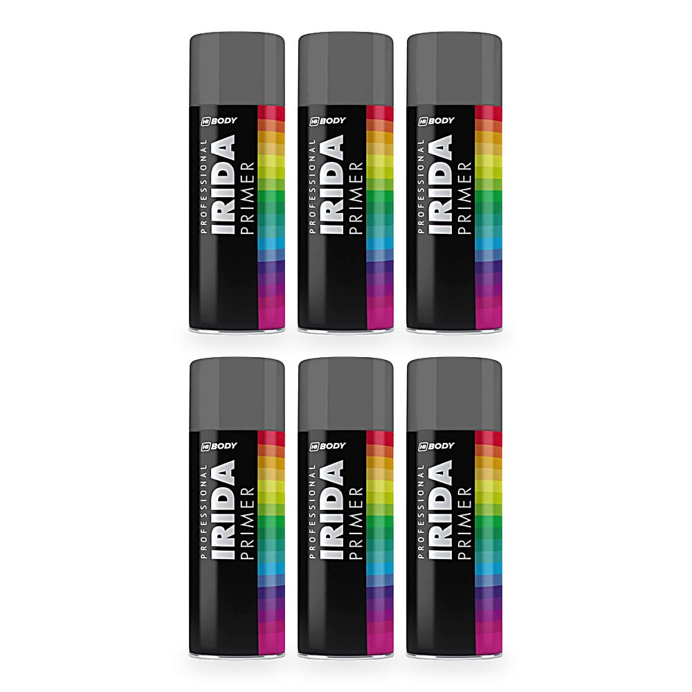 HB Body Professional Irida Acrylic Grey Primer Spray 400ml - 6 pack